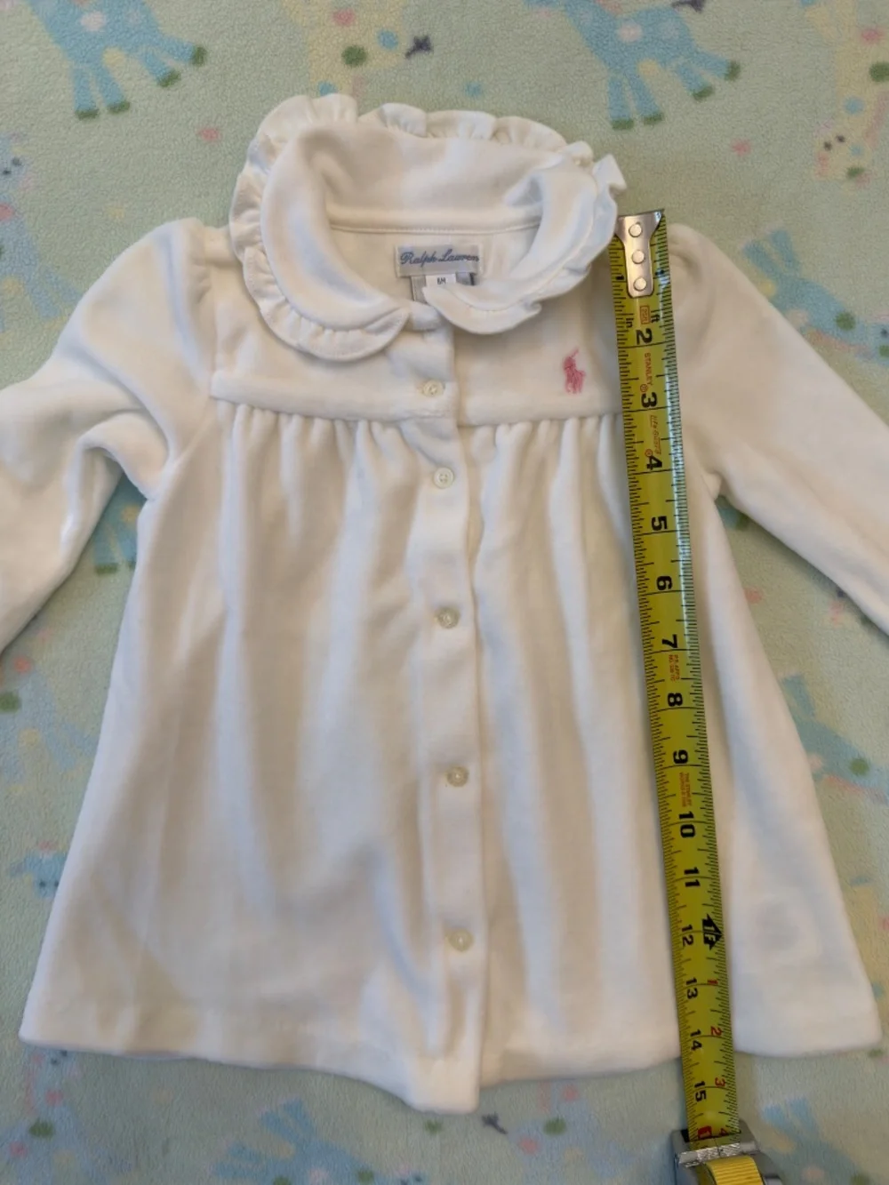 Ralph Lauren Baby Girl Velour Dress White 6 Months